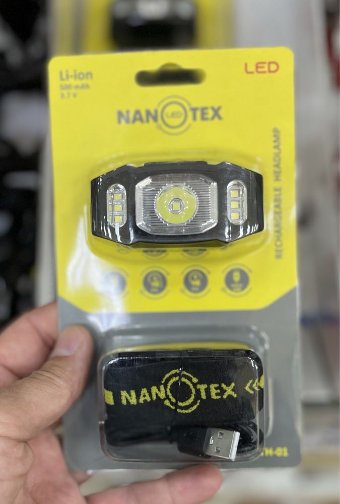 Ліхтарик світлодіодний акумуляторний на голову NANOTEX
