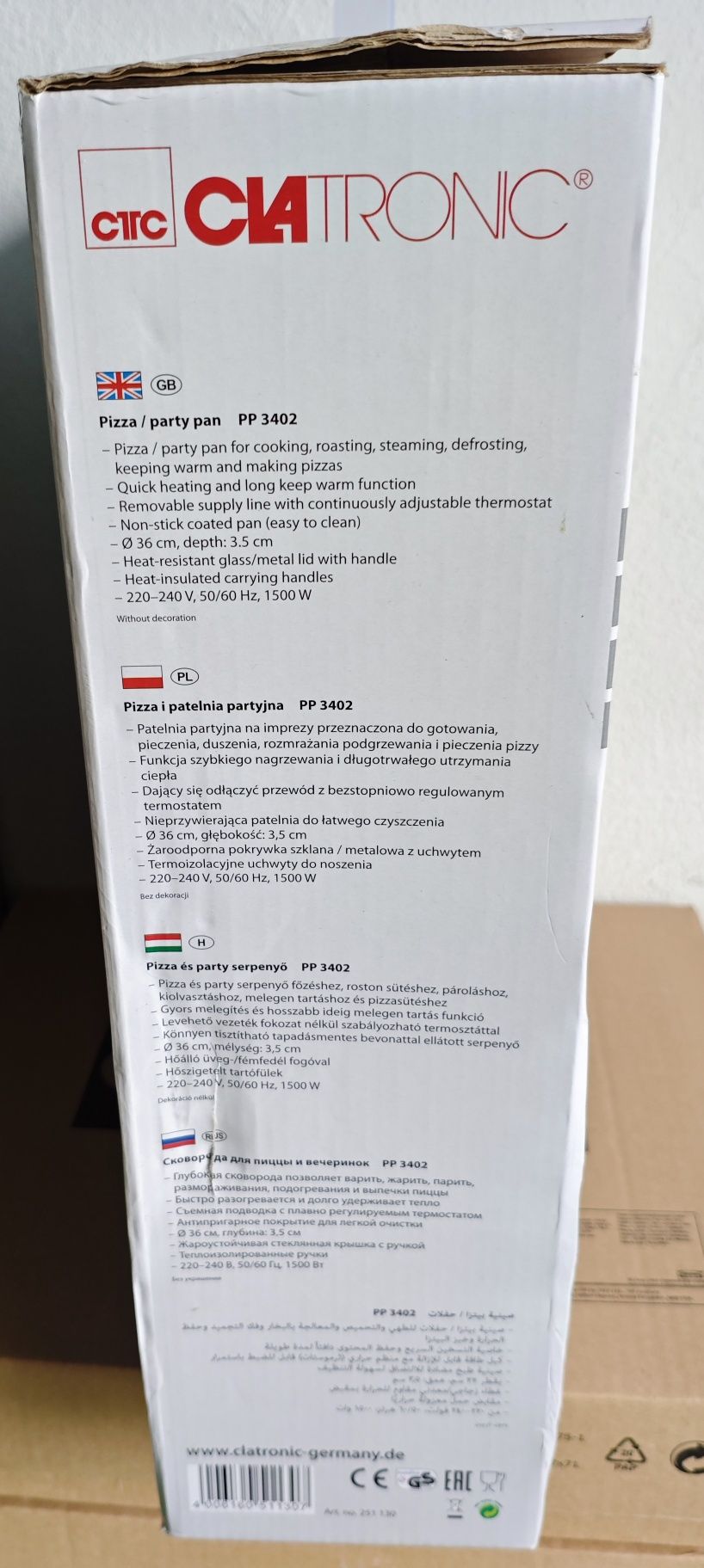 Patelni elektryczna 2w1 pizza patelnia party Clatronic PP 3402 Ø36cm