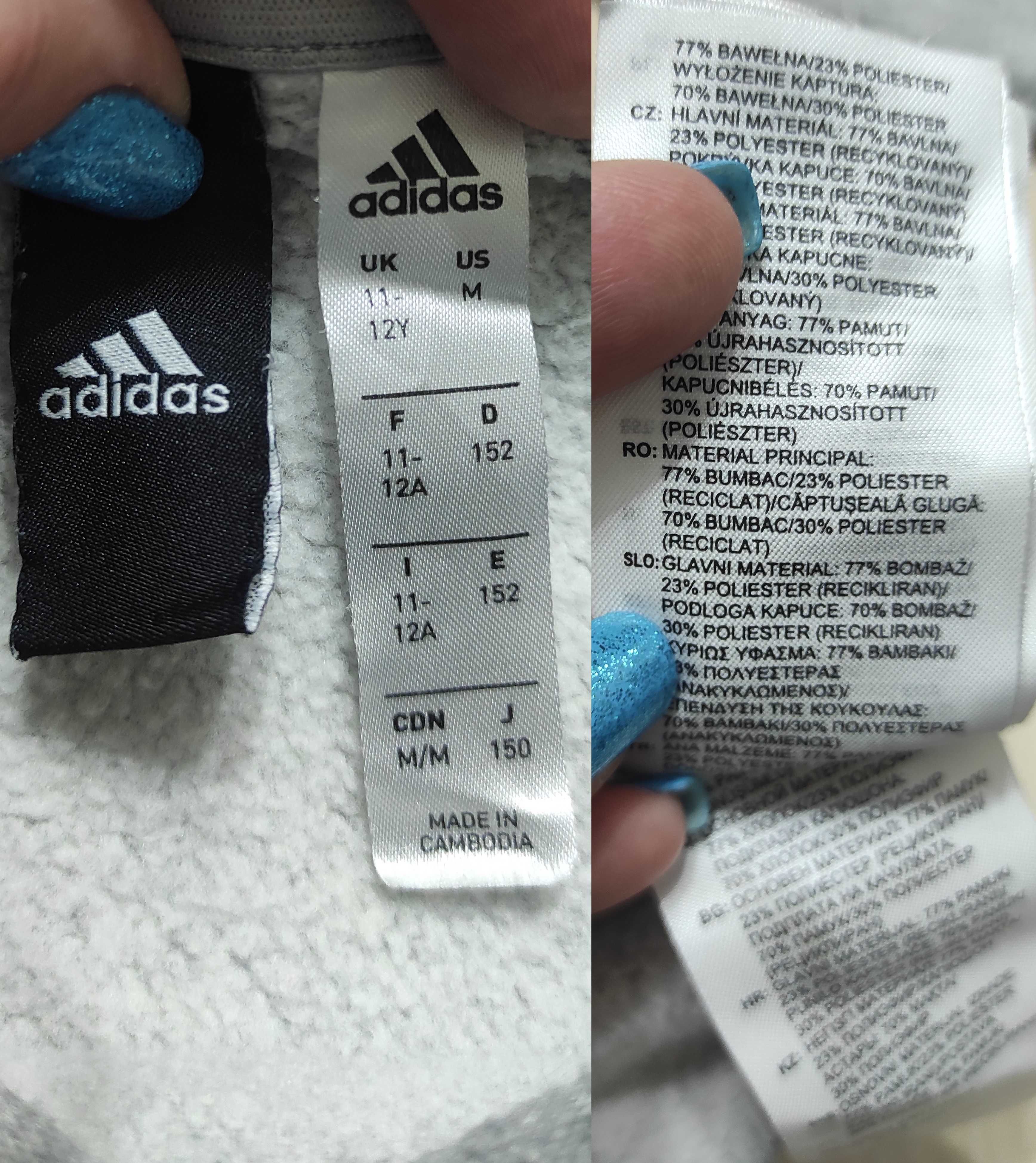 Стильный утепленный балахон Adidas, пайта худи на 10-12 лет