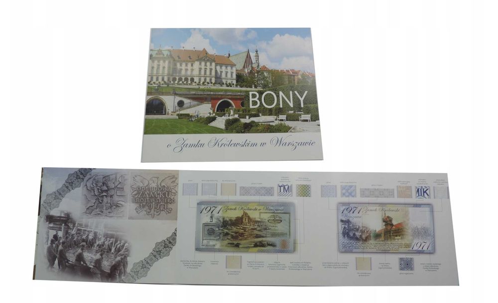 Banknot druk testowy Zamek Królewski 1971 PWPW w dużym folderze
