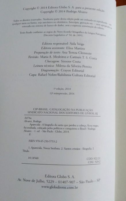 A APARECIDA, Rodrigo Alvarez, edição Globo 2014

Vendo livro em estado