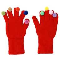 Rękawiczki Do Ekranów Dotykowych Z Pomponami Czerwone