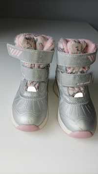 Buty zimowe dziecięce dla dziewczynki r. 27 srebrno- różowe