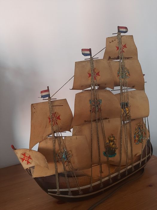 Escuna vela navio madeira holandês candieiro com luz eléctrica