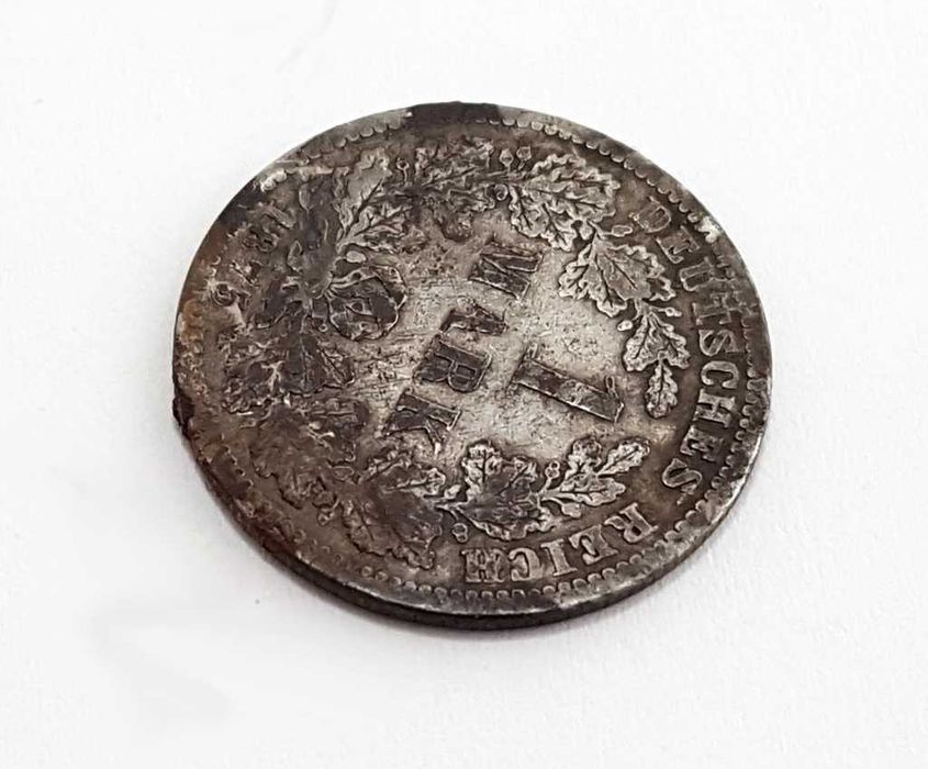 Srebrna moneta 1 MARK 1875 rok - F - duży Orzeł - Nie czyszczona