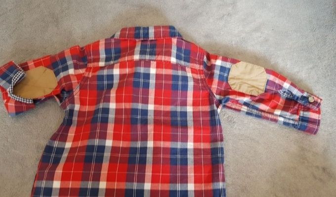 74 Koszula w kratę H&M LOGG jak nowa z łatami na łokciach