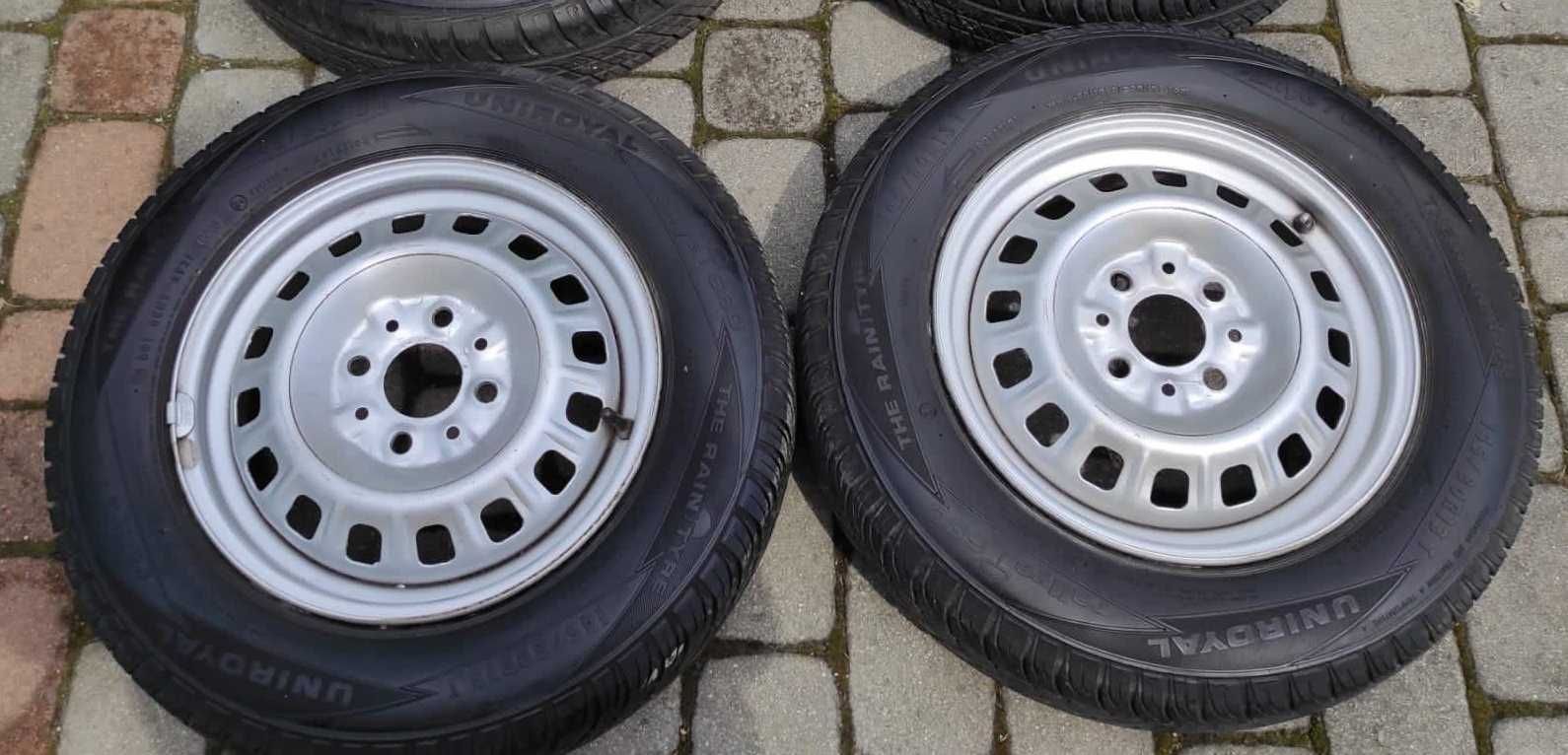 2x Stalówki + opony letnie 13" 4x98 - koła Fiat Uno - Uniroyal