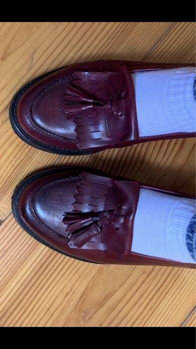 Трендові лофери на плоскій підошві (бордові)