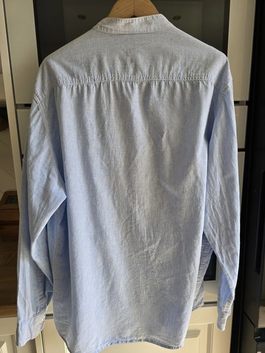 Koszula męska lniana w paski XL bawełna len