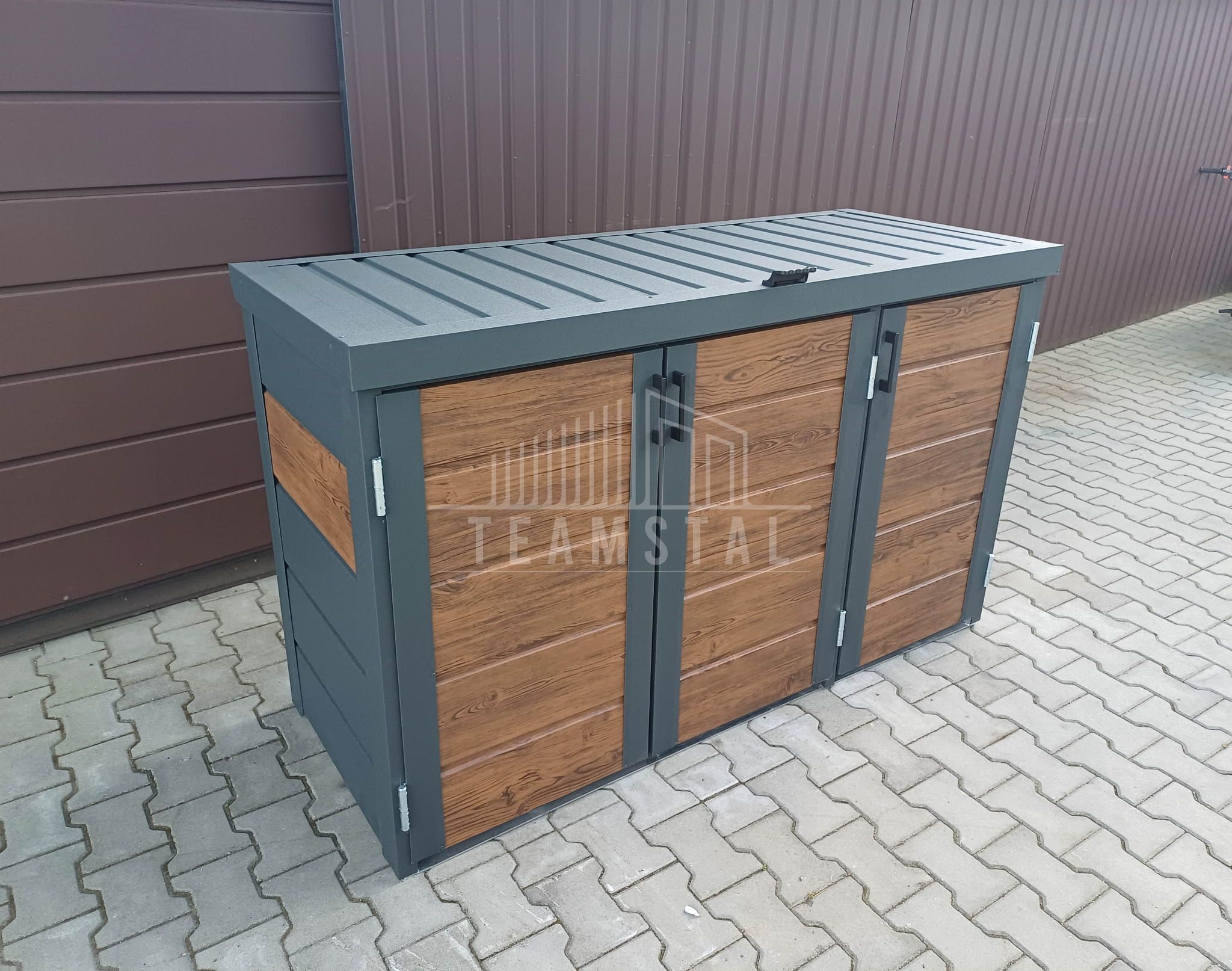 Zabudowa koszy na śmieci obudowa kubłów 177x65x110 cm 3x120L TS599