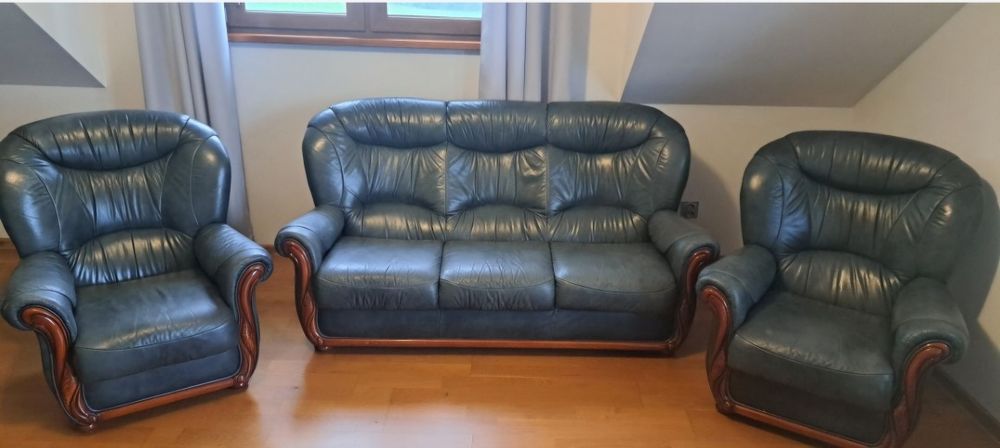 Sofa + dwa fotele Skóra