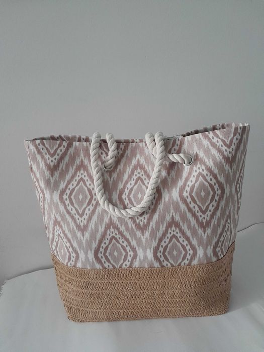 Nowa torba plażowa z nadrukiem_na ramię ( romby)