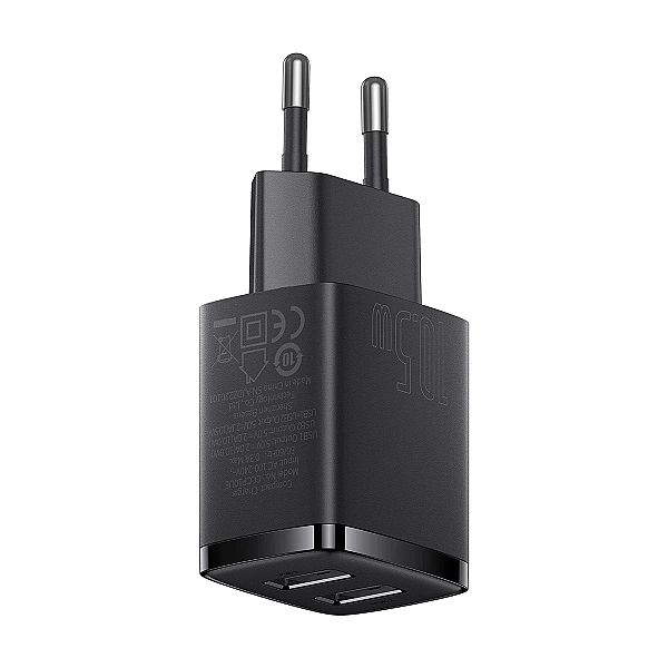 Baseus Compact ładowarka sieciowa 2x USB 10.5W czarny (CCXJ)