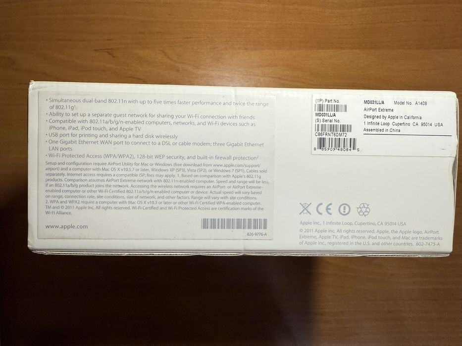 Wi-Fi маршрутизатор Apple AirPort Extreme Base Station A1408 MD031LL/A