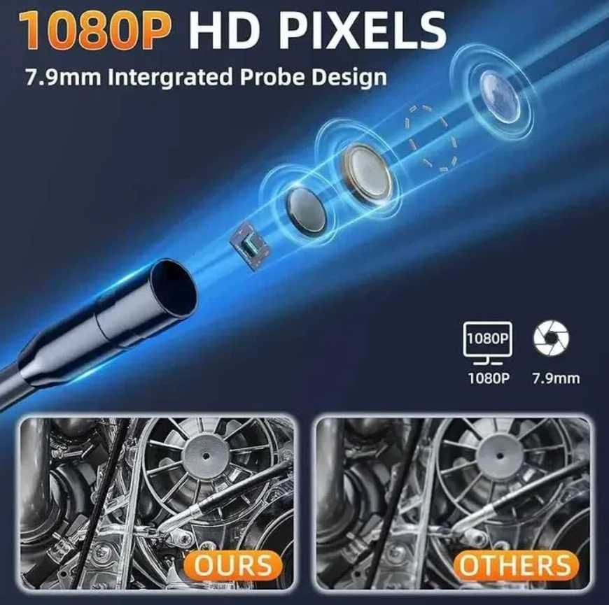 Распродажа! Эндоскоп с экраном 4.3 Inskam C30-M 5метров 8мм Dual cam