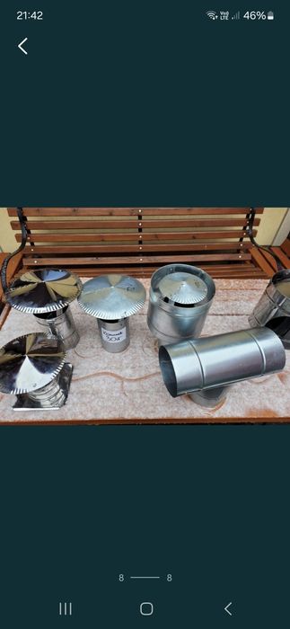 Nasada daszek kominek rozeta Trojnik rura dymowa  kolanko do pieca koz