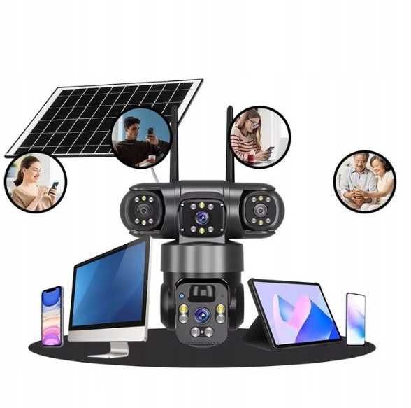 Kamera Zewnętrzna Solarna Dwa Obiektywy Obrotowa Karta Sim 4K - OKAZJA