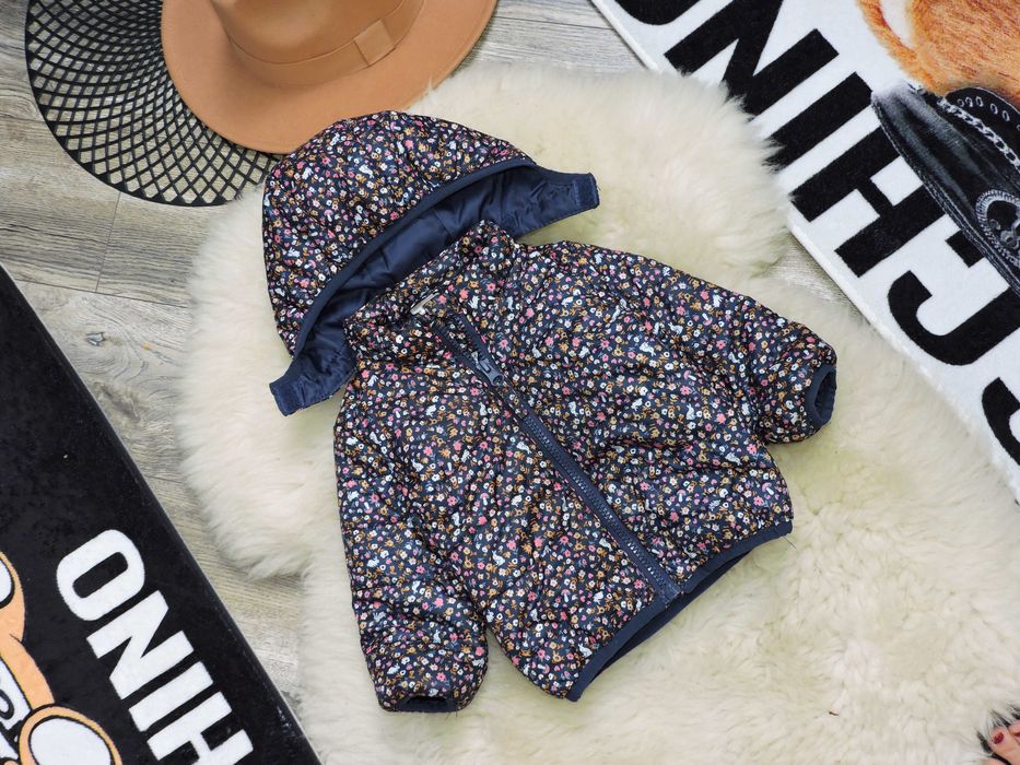 H&M - ocieplana kurteczka kwiatuszki , króliczki r 68