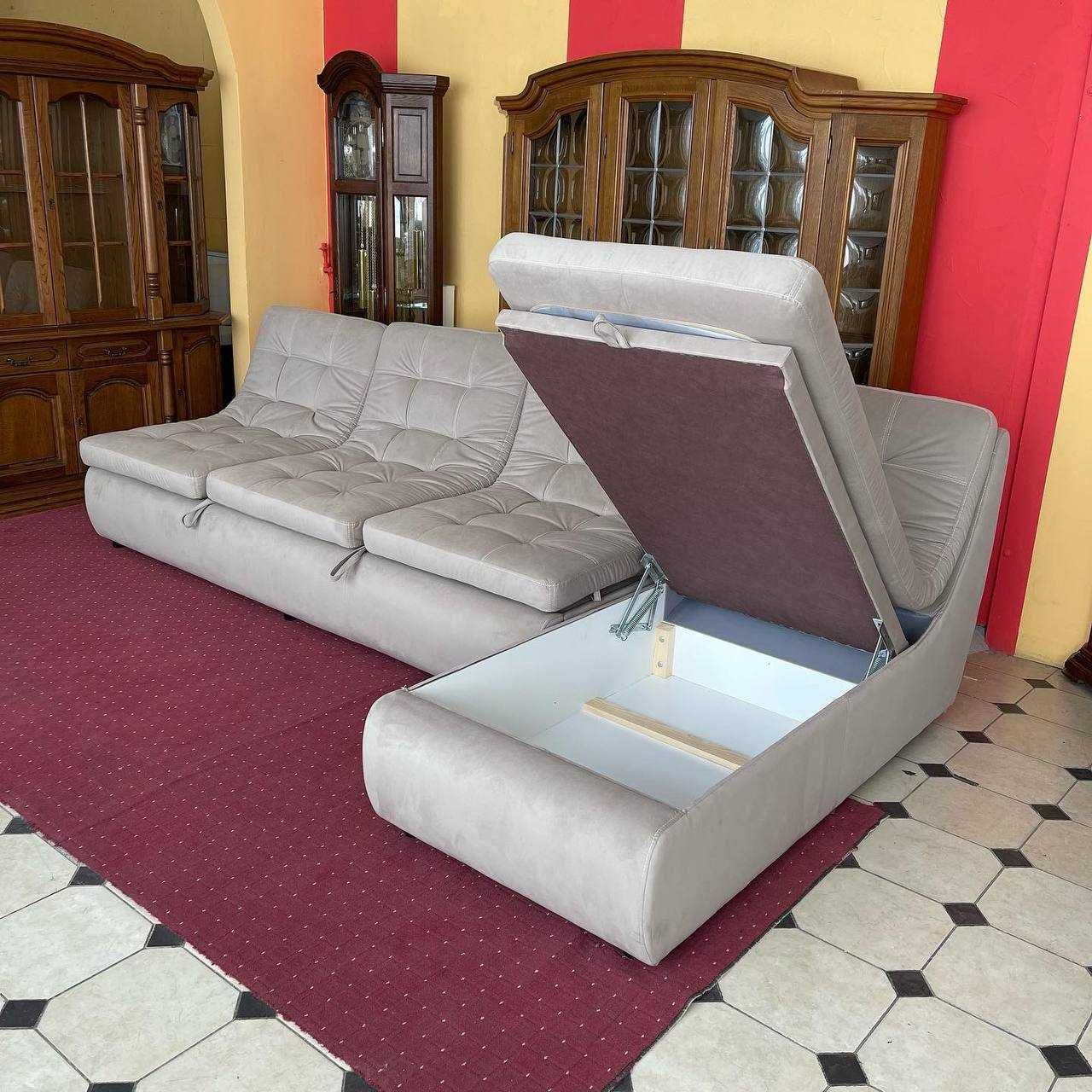 Розкладний диван в тканині з нішею