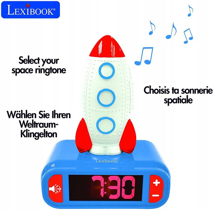 Cyfrowy BUDZIK zegar 3D i Lampa Nocna RAKIETA rock