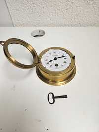 Stary mosiężny marynistyczny zegar Andries de Jong Amsterdam