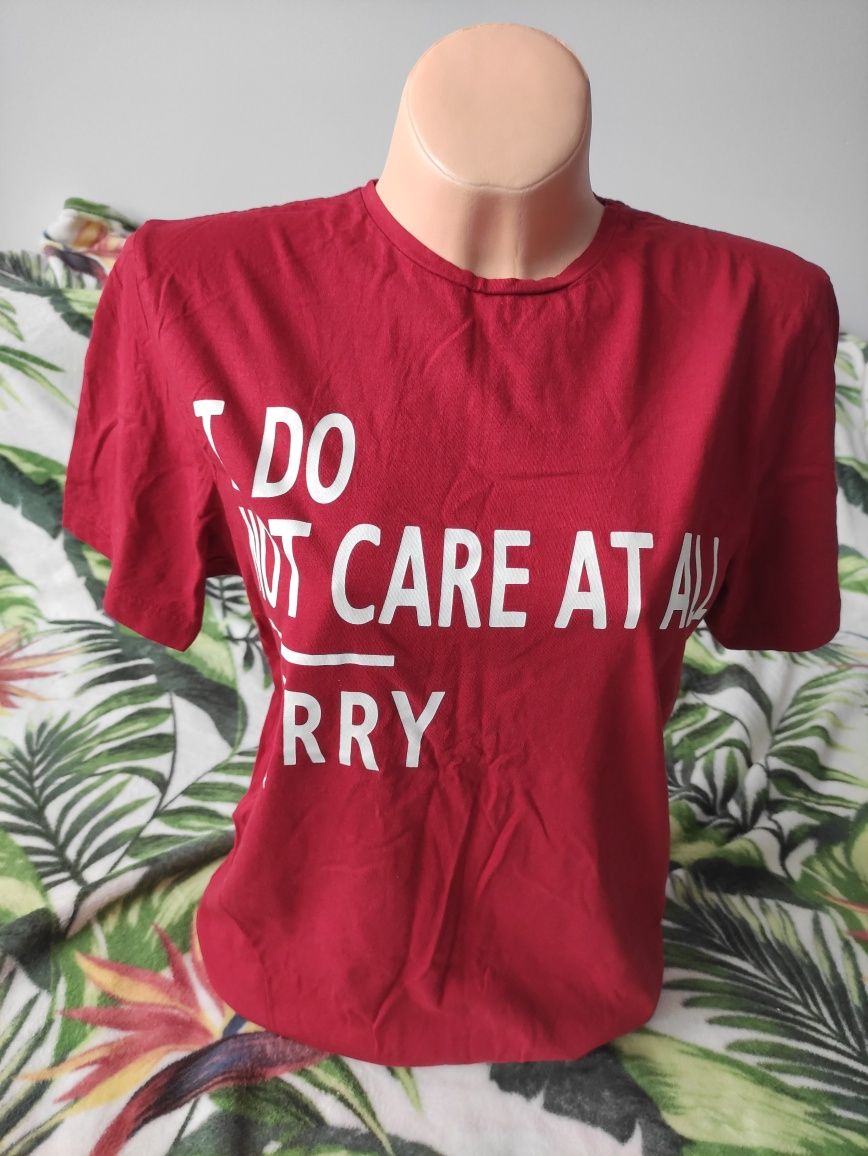 Czerwony męski t-shirt "i do not care"