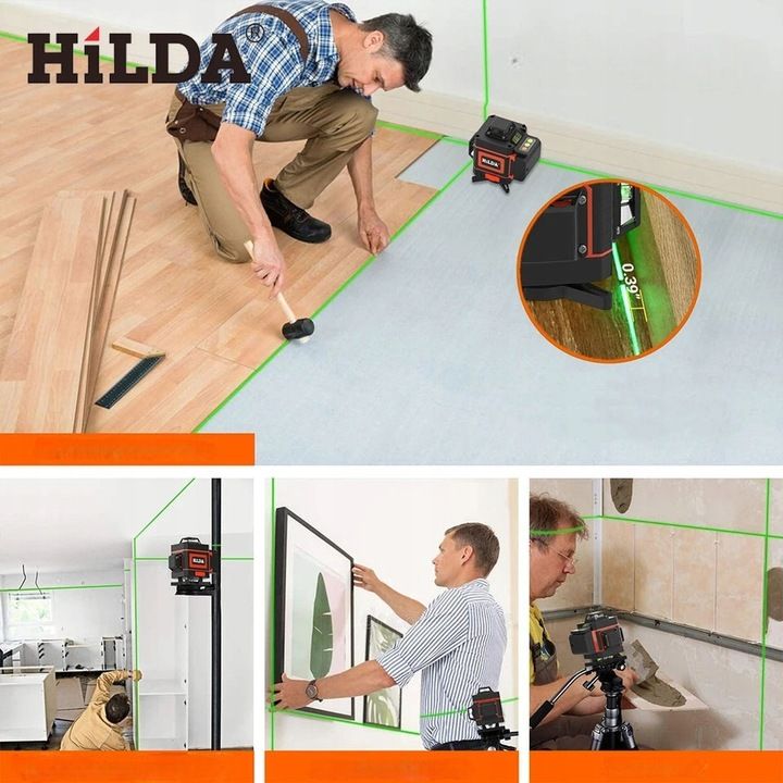 Hilda Poziomica 4d Laser Krzyżowy 360 Statyw 2 Metry 2 Akumulatory