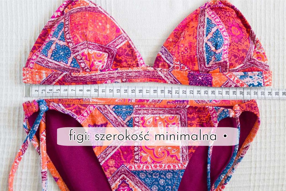 Piękne bikini boho czerwone pomarańczowe strój kąpielowy kolorowe