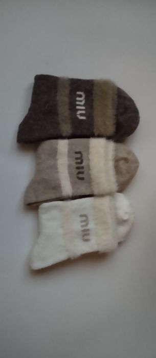 Шкарпетки теплі з вовною Miu молочні бежеві кавові