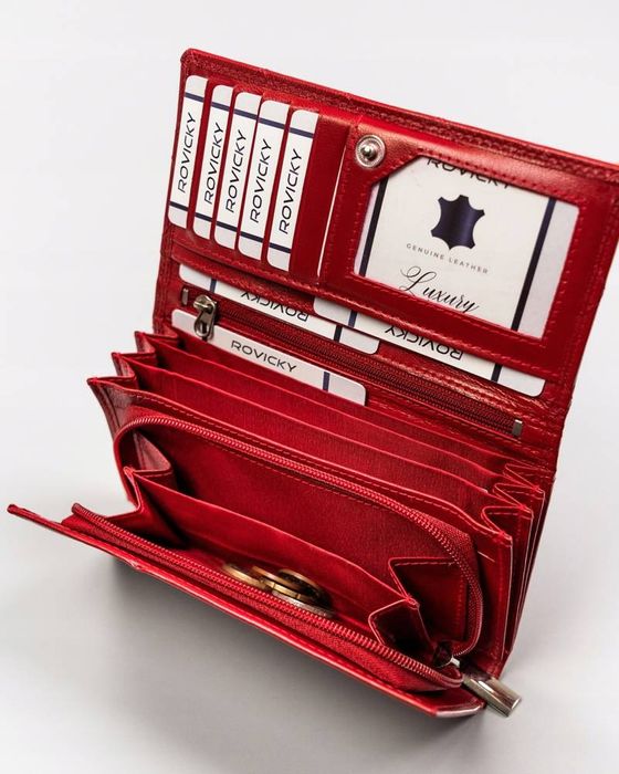 duży, skórzany portfel damski z systemem rfid - rovicky