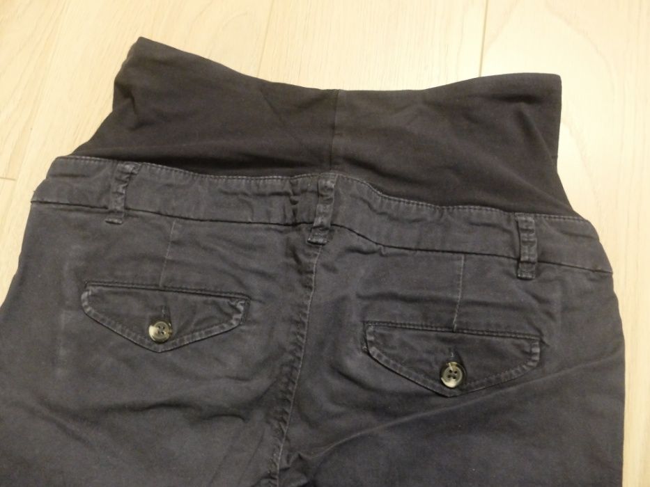 granatowe spodnie ciążowe chinos H&M Mama 34 XS