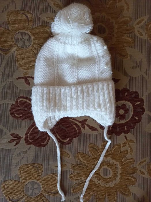 Зимова шапочка для дівчинки, на флісі, 47-49 см