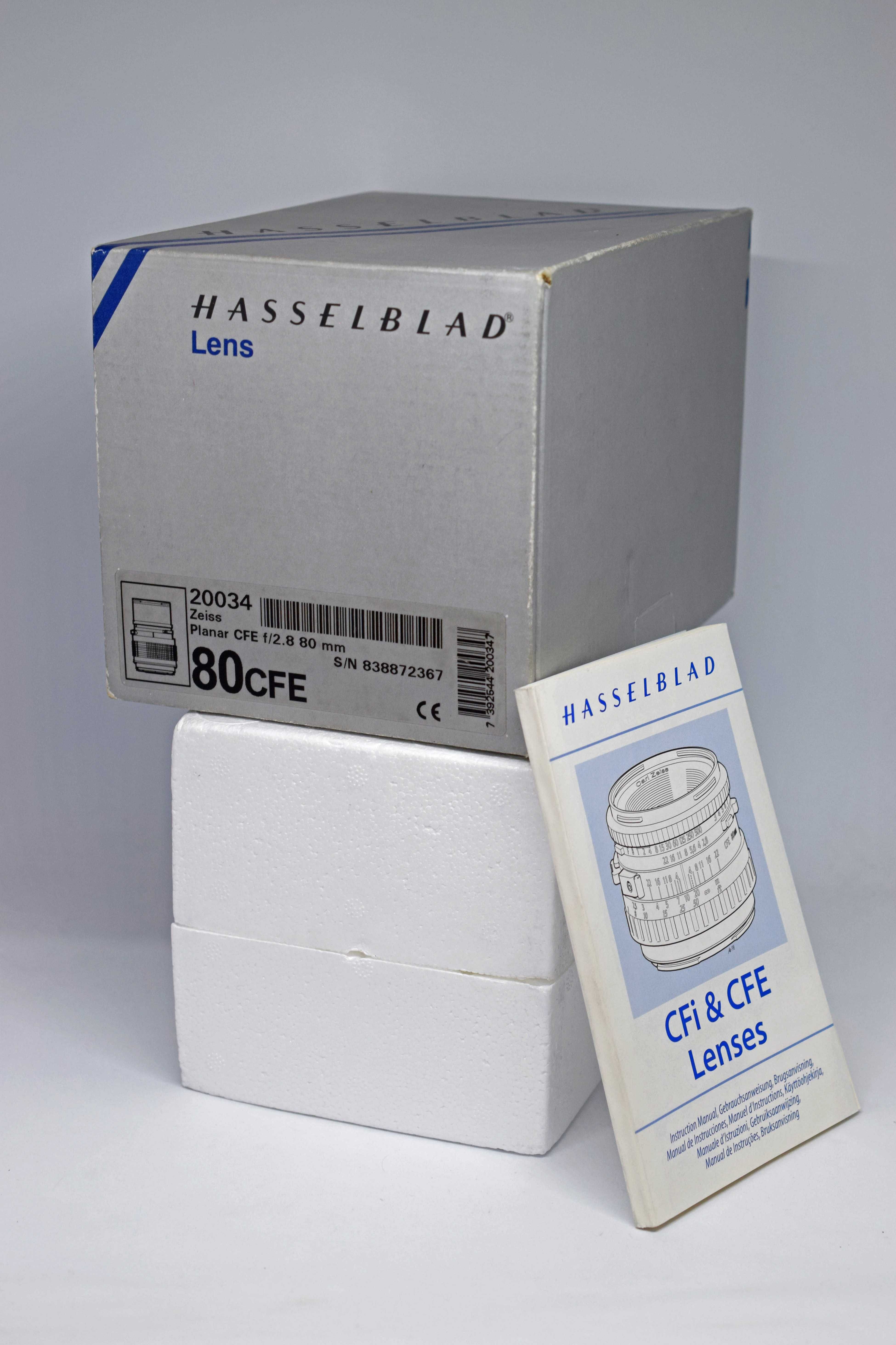 Caixa vazia e instruções Hasselblad Carl Zeiss Planar 80mm f/2.8 CFE