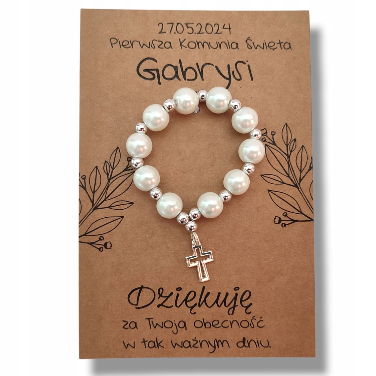 Podziękowanie dla Gości Komunia różaniec prezent K