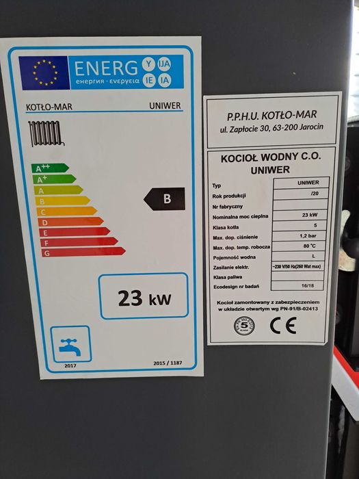 Piec Drewno Węgiel Kocioł 23kw do 200m2 Miarkownik termometr DOSTAWA
