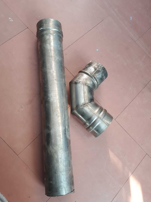 Kolano kominowe 90° fi 80 stal nierdzewna plus rura 50 cm długości