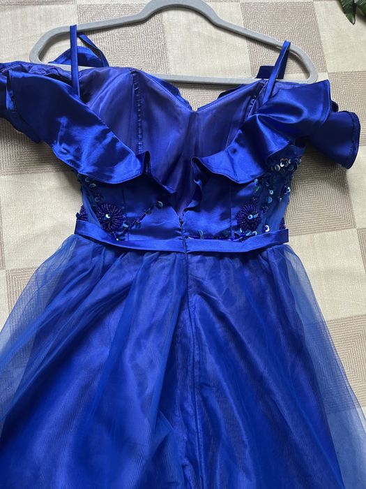 Sukienka dluga tiulowa No Label S wstawki siatka luksusowa