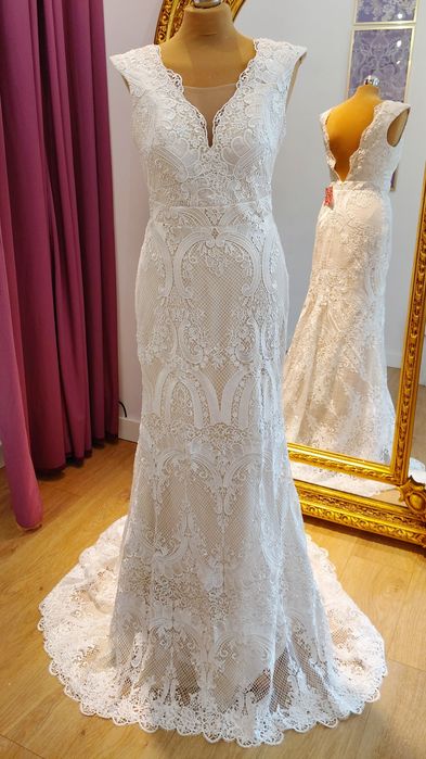 Suknia ślubna rybka styl boho r.38