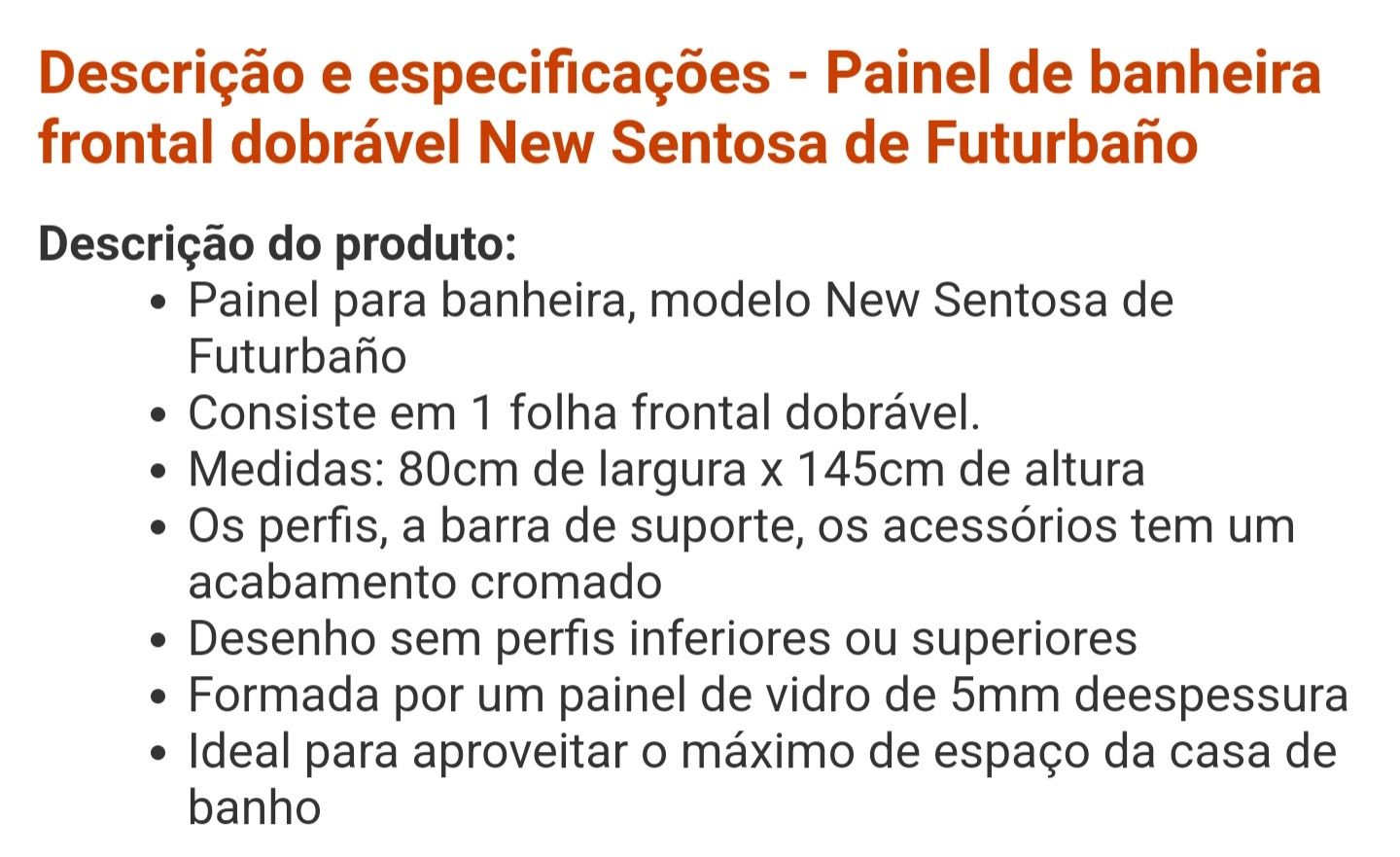 [NOVO] Painel de banheira frontal em vidro dobrável New Sentosa d