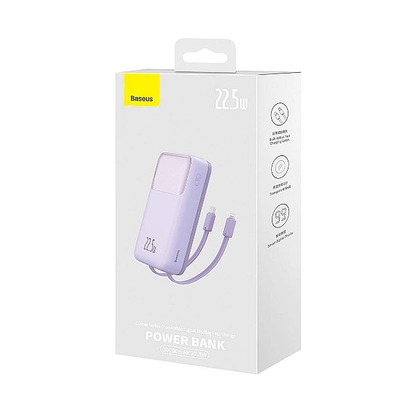 Powerbank Baseus Comet Series z wyświetlaczem 20000mAh 22.5W - fioleto