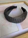 Opaska do włosów Boho Twist szeroka - ażurowa/rattan, Czerń/Black