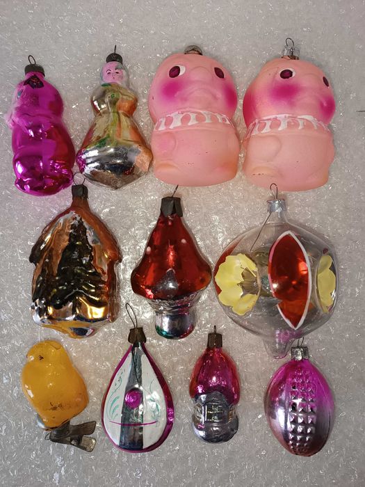 елочные игрушки СССР ГДР снегурочка ципленок дом лиса бандура Дефекты