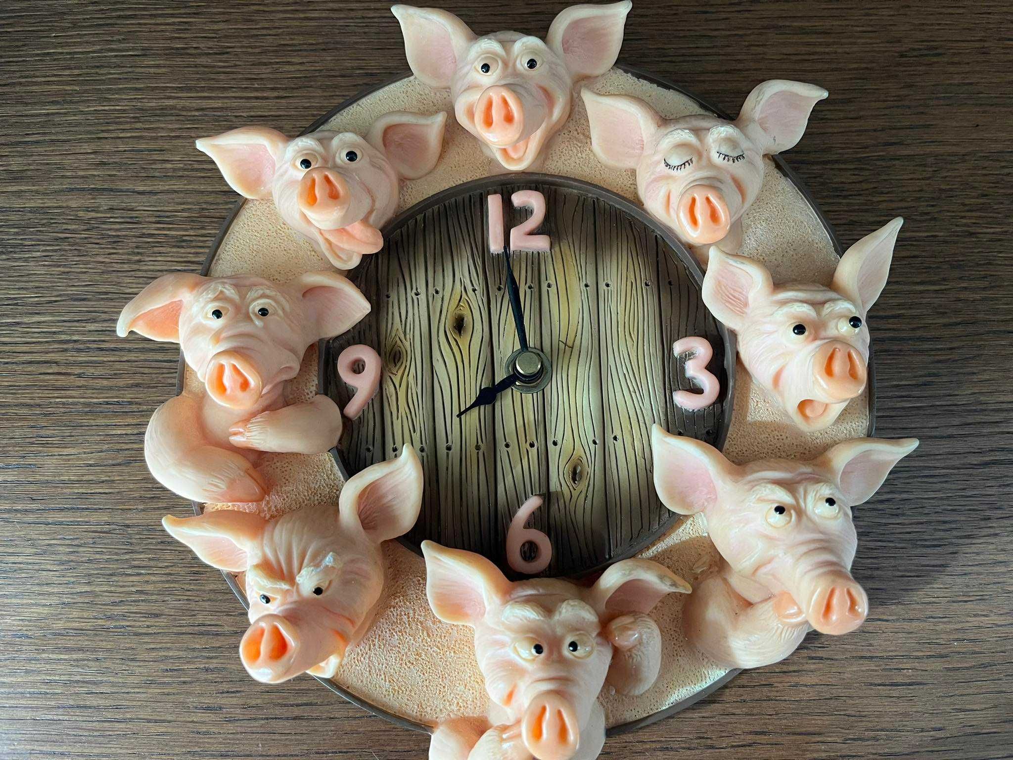 Świnia śmieszne świnki zegar ścienny