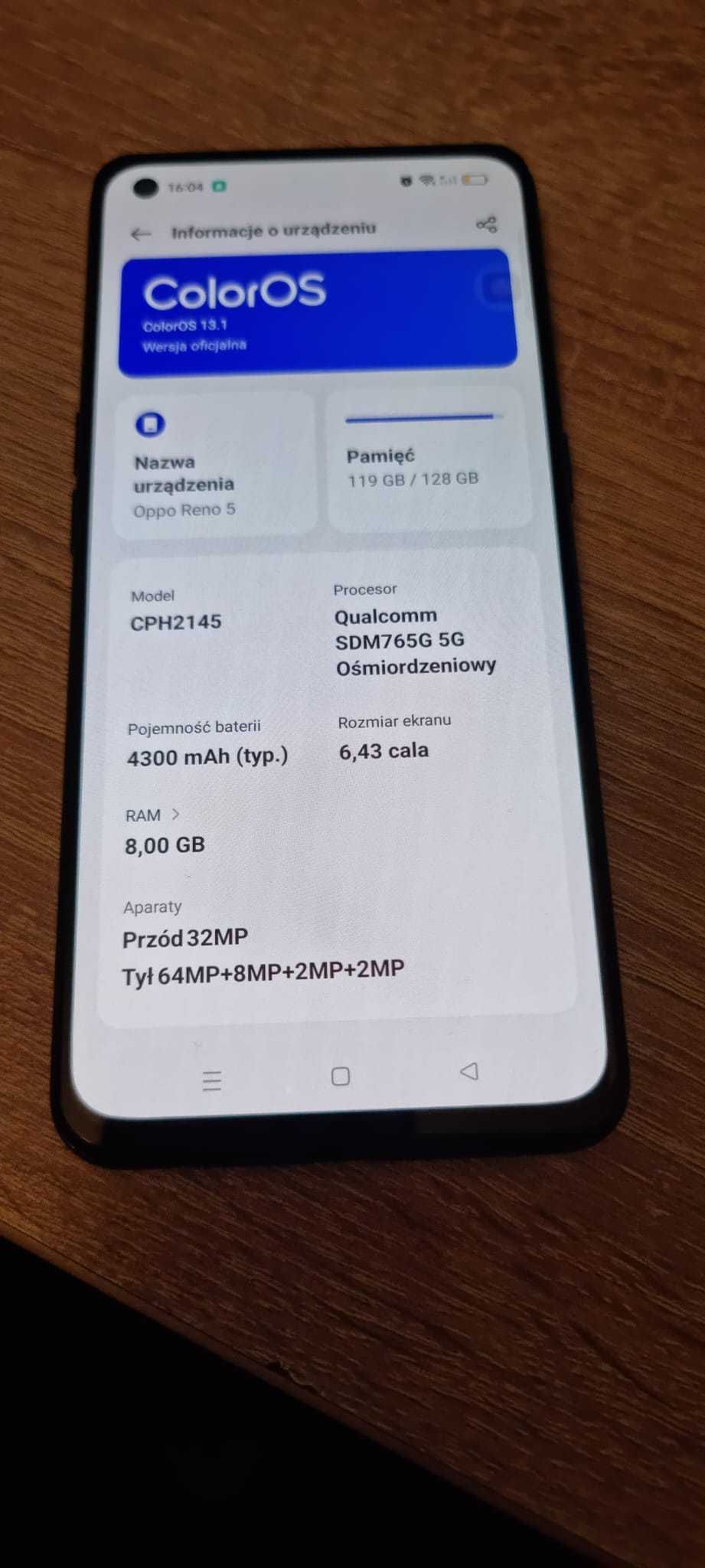 Smartfon Oppo Reno 5 5G, 128GM pamięci,