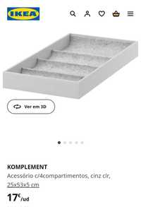 IKEA Pax KOMPLEMENT
Acessório c/4compartimentos, cinz clr, 25x53x5 cm
