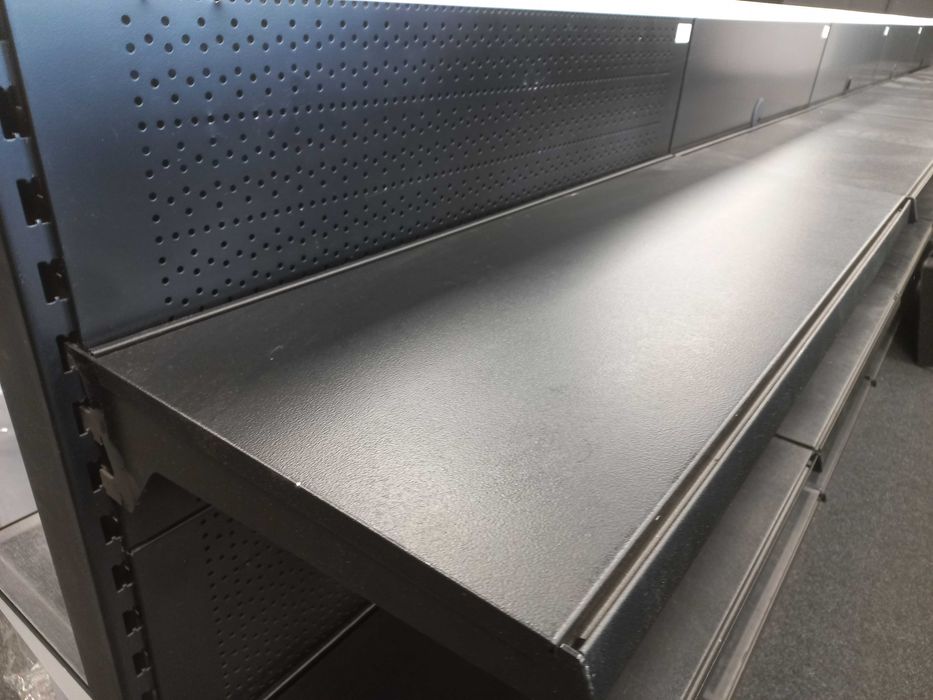 regały przyścienne metalowe modułowe sklepowe czarne