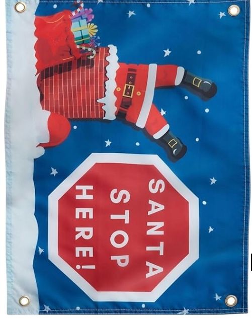Baner dekoracyjny świąteczny z napisem "Santa Stop Here" 45x60CM 2 Szt