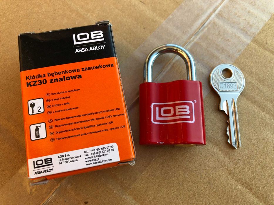 Kłódka znalowa zasuwkowa czerwona LOB KZ30 Tanio