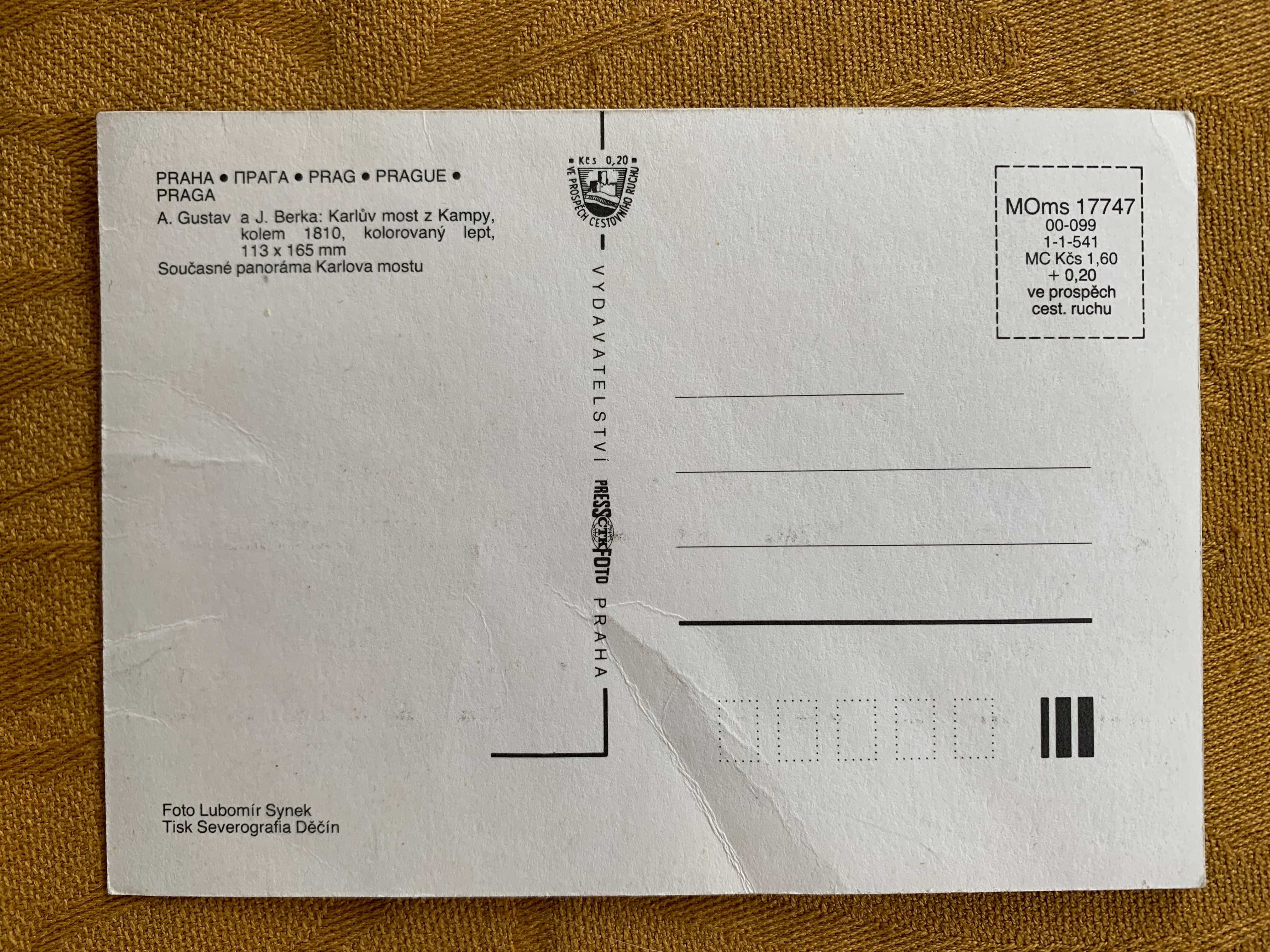 Retro pocztówka karta pocztowa widokówka Praha Most Karola