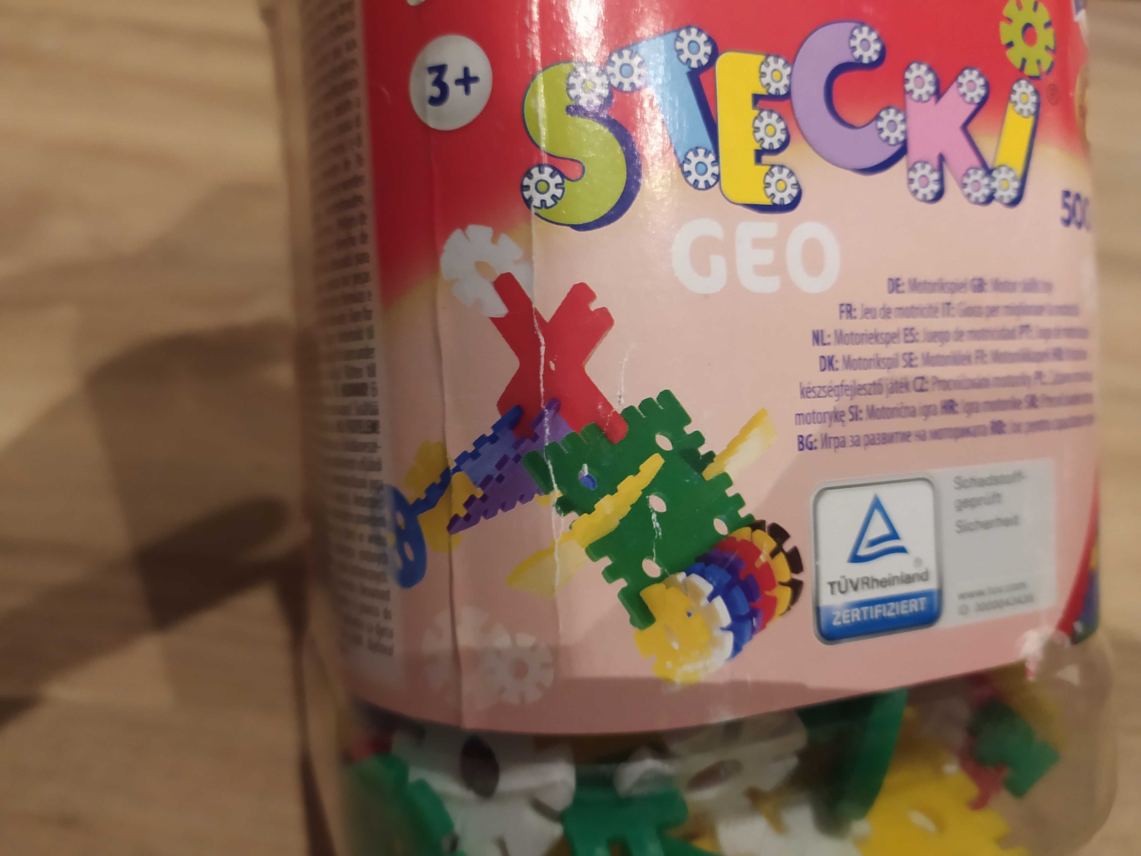Klocki, GEO, 500g, rozwijają motorykę, DUŻO, w pojemniku